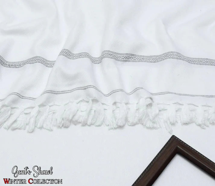 SPECIAL Booski Men's Winter Wool shawl- Off White